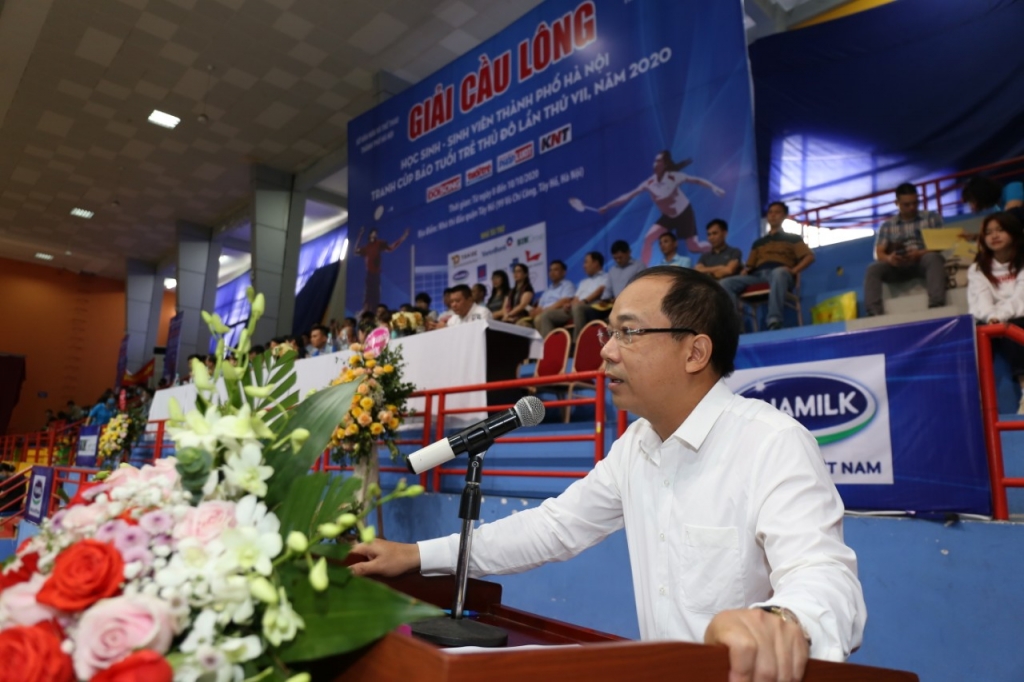 Nhà báo Nguyễn Mạnh Hưng - Tổng Biên tập báo Tuổi trẻ Thủ đô, Trưởng Ban tổ chức giải - phát biểu khai mạc