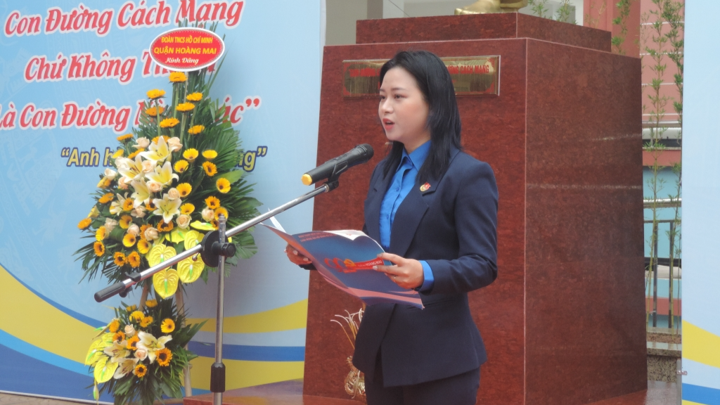 Đồng chí Nguyễn Quỳnh Trang, Bí thư Quận đoàn Hoàng Mai phát động Tháng Thanh niên 2021