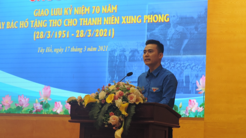 Đồng chí Lý Duy Xuân, Phó Bí thư Thành đoàn, Chủ tịch Hội đồng Đội thành phố Hà Nội phát biểu tại chương trình 