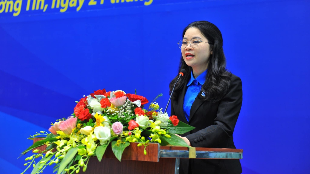 đồng chí Chu Hồng Minh, Ủy viên Ban Thường vụ Trung ương Đoàn, Thành ủy viên, Bí thư Thành đoàn Hà Nội phát biểu tại chương trình 