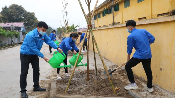 Đoàn viên, thanh niên huyện Sóc Sơn trồng cây xanh