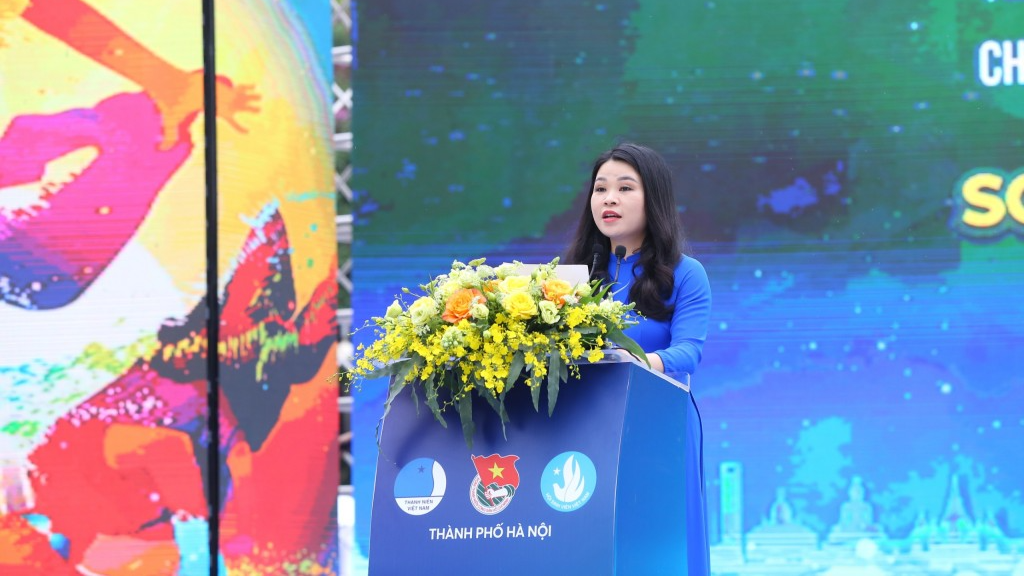 Thành ủy viên, Bí thư Thành đoàn Hà Nội Chu Hồng Minh phát biểu tại lễ khai mạc 