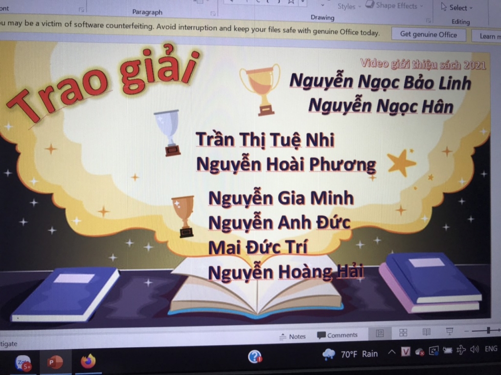 Tổng kết và trao giải cuộc thi theo từng lớp 