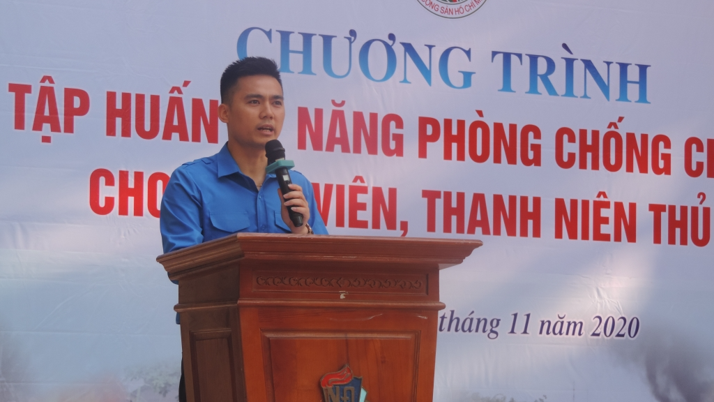 Đồng chí Lý Duy Xuân, Phó Bí thư Thành đoàn, Chủ tịch Hội đồng Đội thành phố Hà Nội phát biểu tại chương trình 