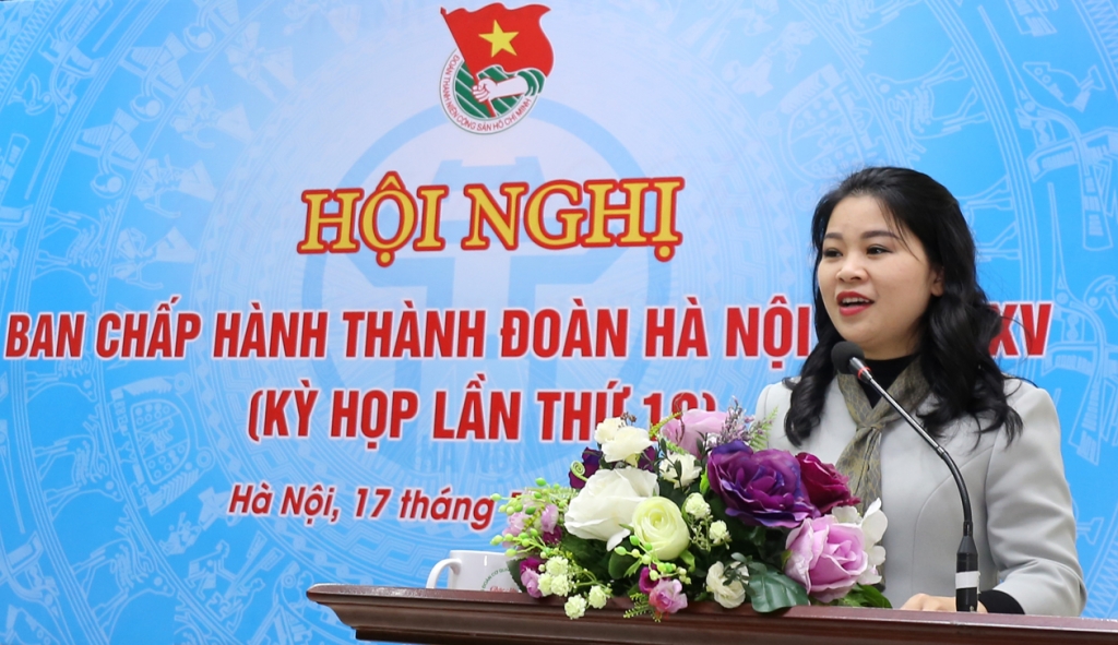 Chu Hồng Minh, Ủy viên Ban Thường vụ Trung ương Đoàn, Thành ủy viên, Bí thư Thành đoàn phát biểu tại hội nghị