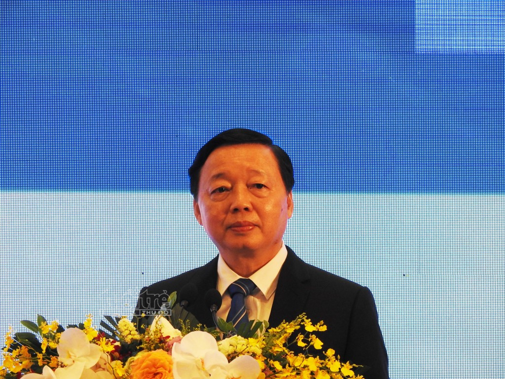 Bộ trưởng Bộ Tài nguyên và Môi trường Trần Hồng Hà phát biểu tại “Hội nghị khởi động xây dựng Kế hoạch hành động quốc gia thực hiện kinh tế tuần hoàn của Việt Nam”.