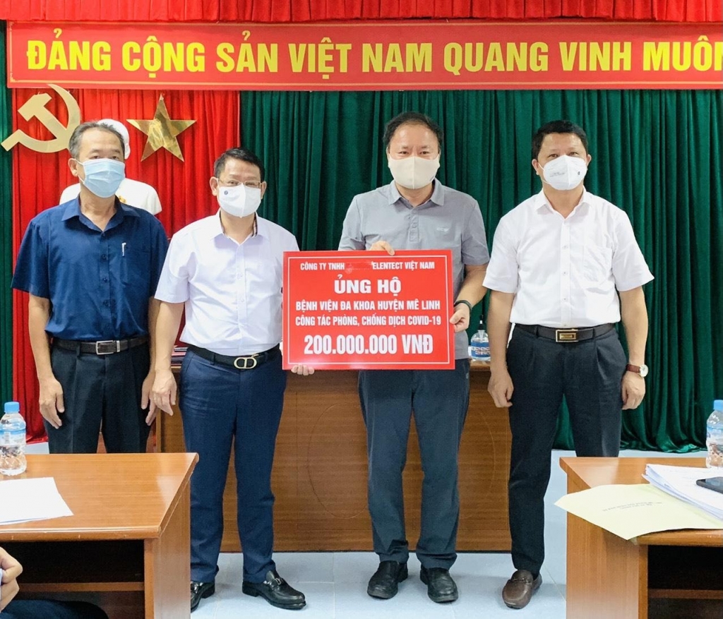 Công ty TNHH Elentec Việt Nam ủng hộ Bệnh viện đa khoa huyện Mê Linh 200 triệu  cho công tác phòng, chống dịch covid-19