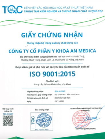 Phòng khám sản phụ khoa đầu tiên tại Đà Nẵng đạt chứng chỉ ISO 9001