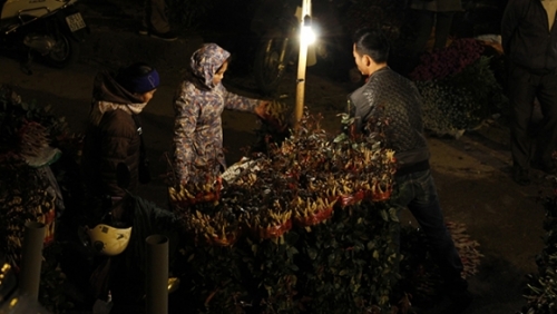 Những phụ nữ mưu sinh lúc nửa đêm ở chợ hoa Hà Nội