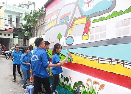 Thanh niên Hà Nội hoàn thành hơn 30 đường bích họa