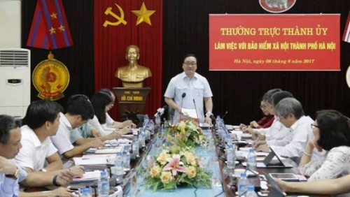 Bí thư Thành ủy Hà Nội Hoàng Trung Hải làm việc với Bảo hiểm xã hội thành phố