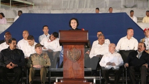 Chủ tịch Quốc hội phát biểu tại Lễ tưởng niệm Lãnh tụ Fidel Castro
